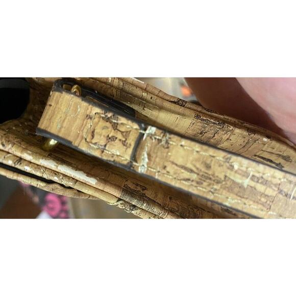 Anne Klein Purse Womens Tan Small Crossbody Cork Design Faux Leather - Picture 15 of 16